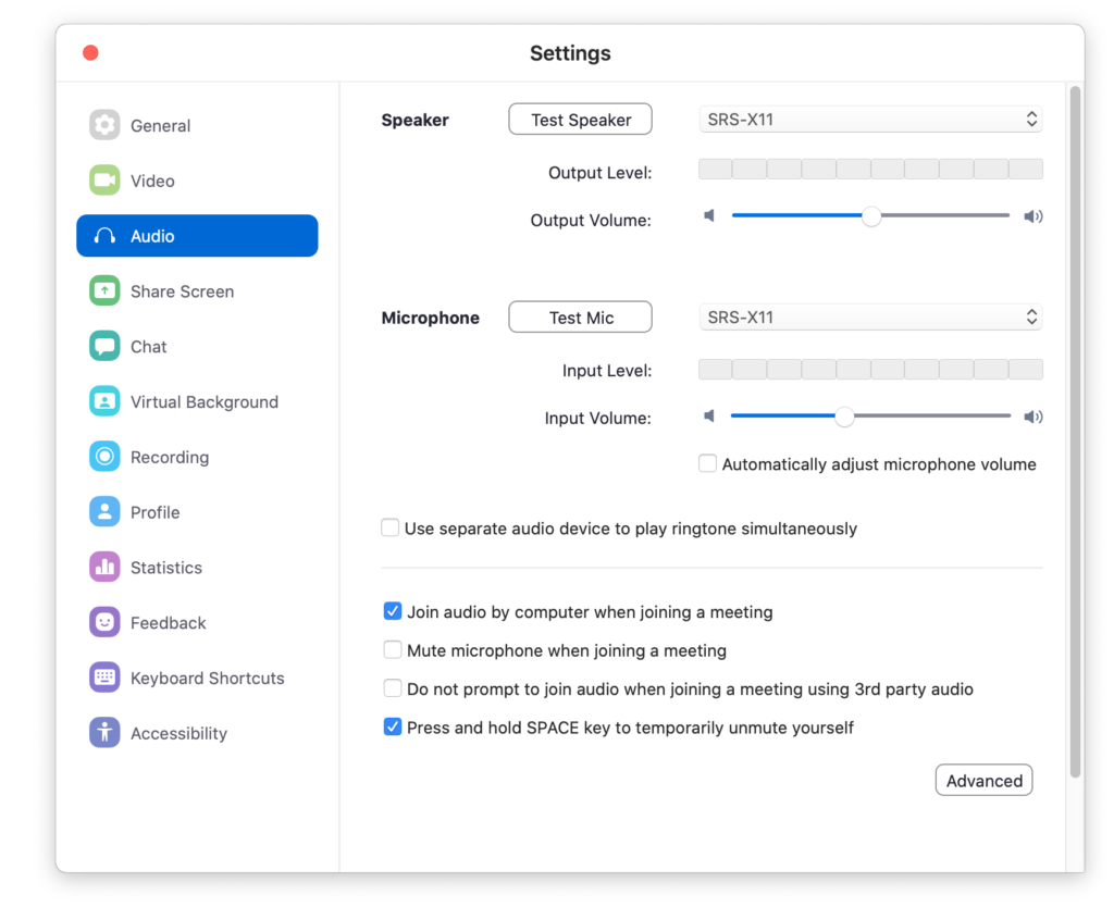 Zoom Preferences