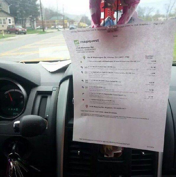 Printed MapQuest on Car