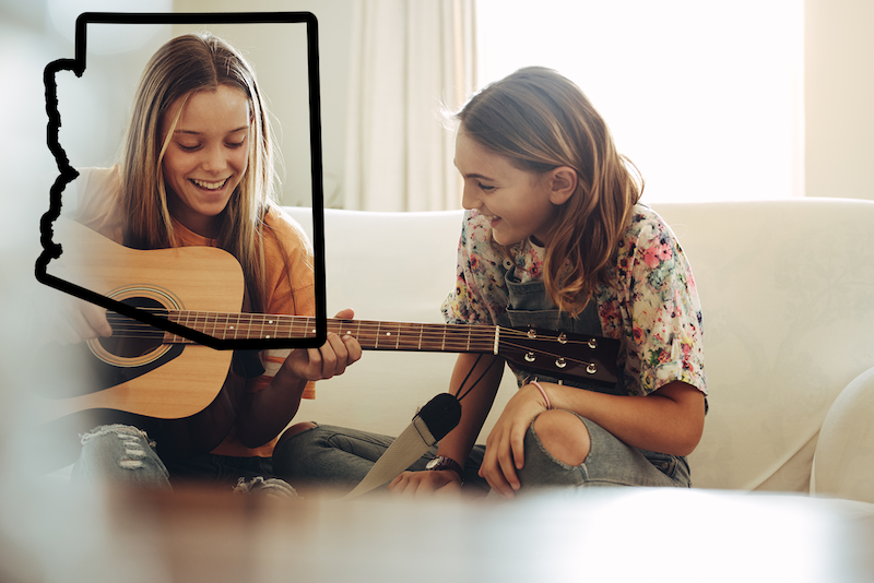 AZ homeschoolers learning guitar