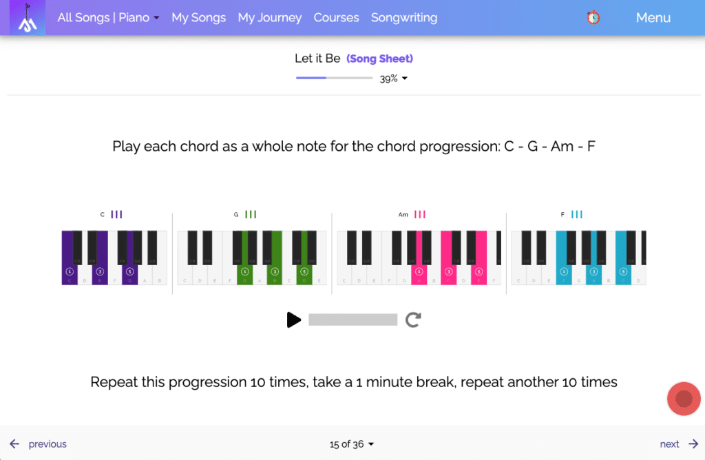 Piano chord progression