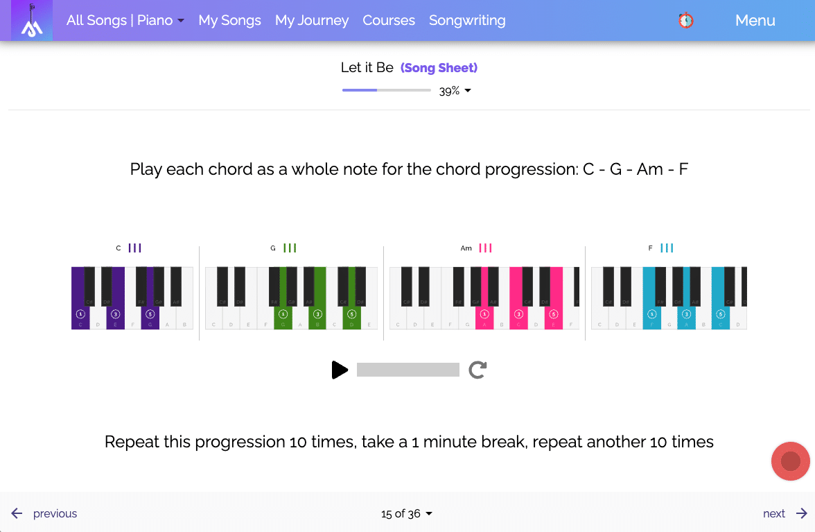 Piano chord progression